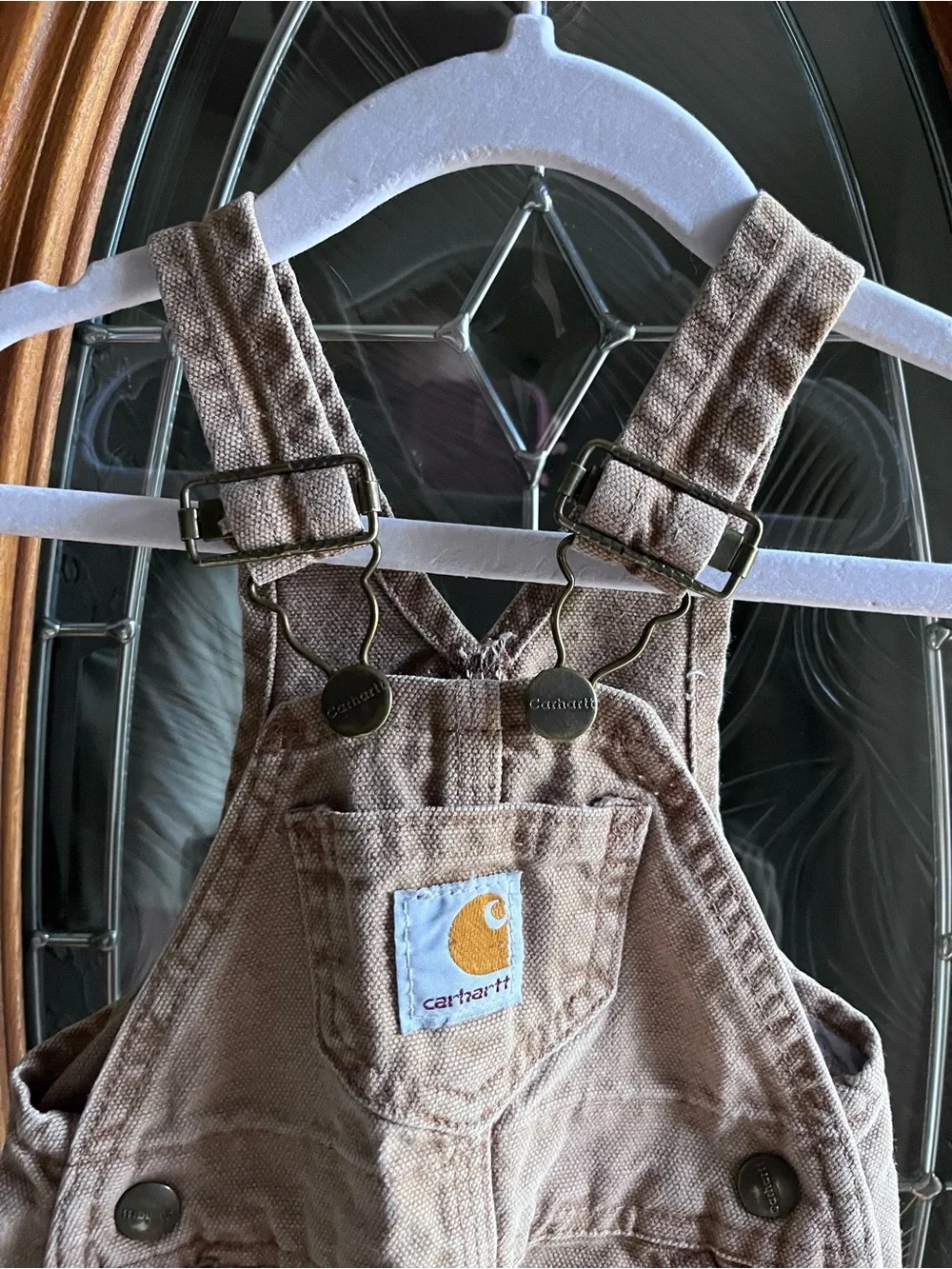 Carhartt Baby Brown Canvas Overalls with Front Patch Size 12 Months